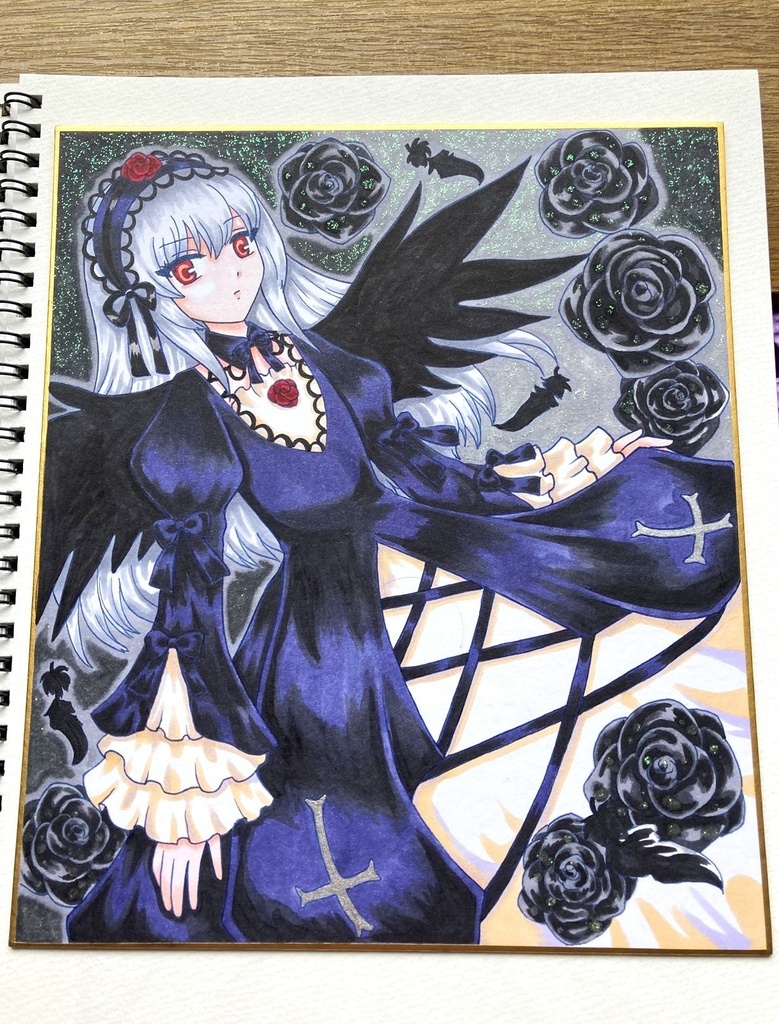 ローゼンメイデン 水銀燈 小色紙 手描きイラスト アナログ原画