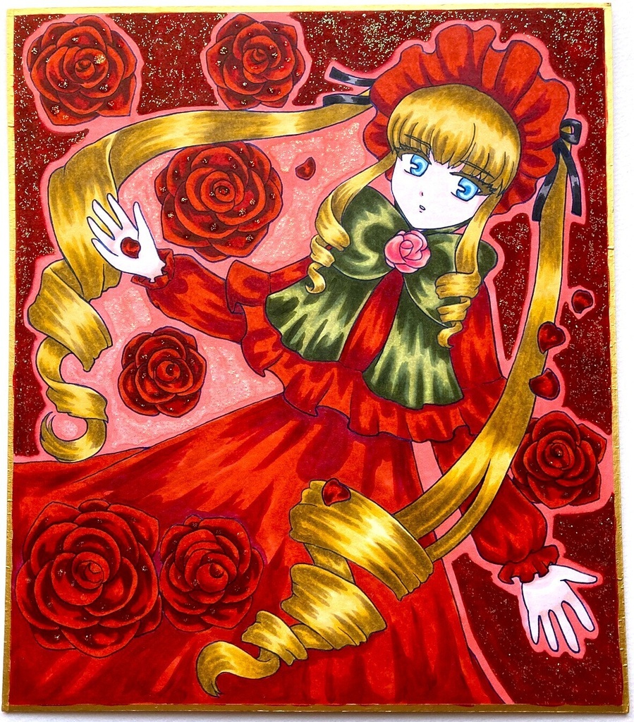 ローゼンメイデン　真紅　小色紙　手描きイラスト　アナログ原画