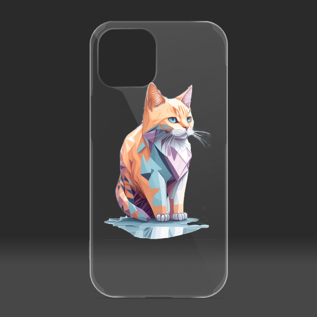 ポリゴン風猫_iPhoneケース(13,12シリーズ対応)