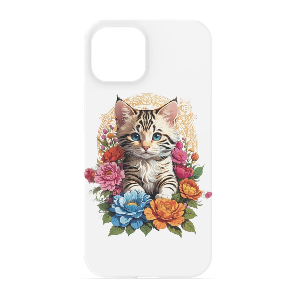 iPhoneケース_花と猫