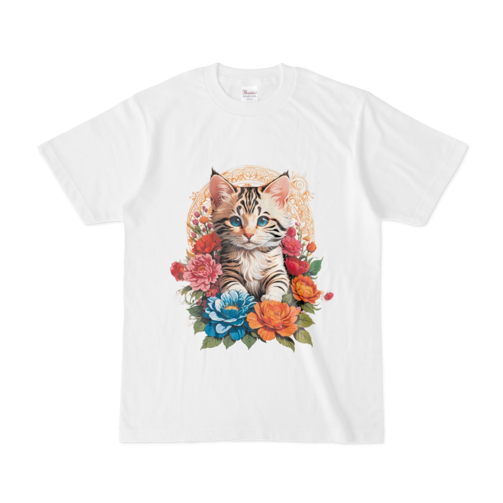 Tシャツ_花と猫