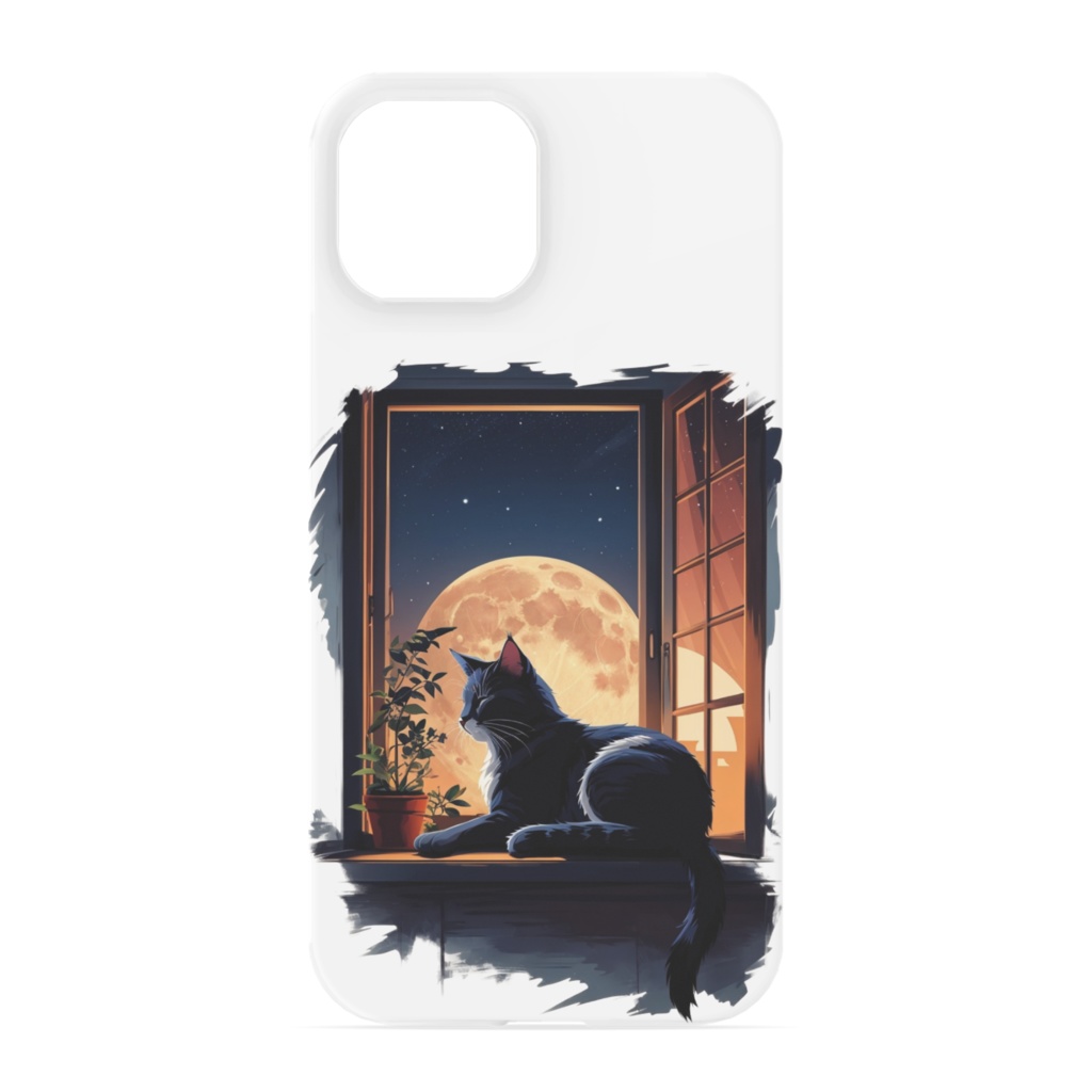 iPhoneケース_月夜に佇む猫