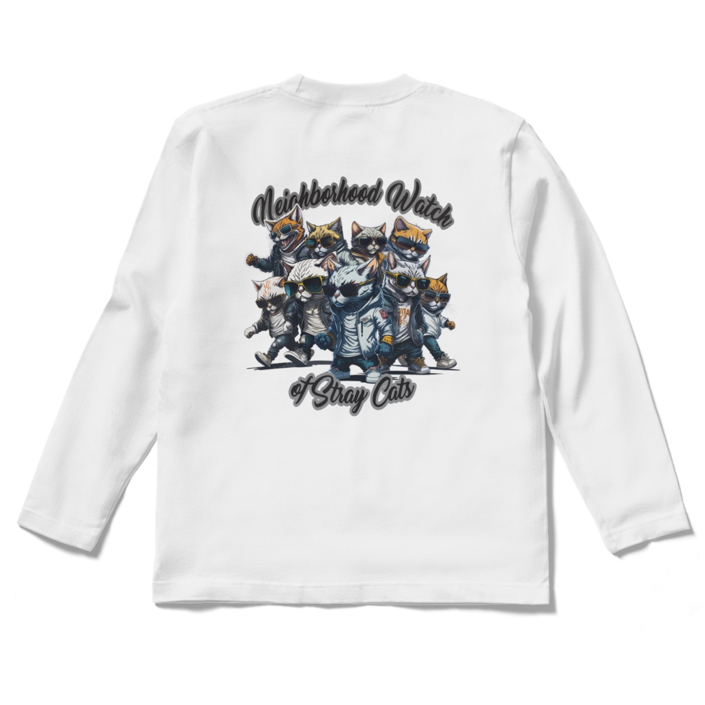 Neighborhood Watch of Stray Cats #001_ロングスリーブTシャツ(バックプリント)