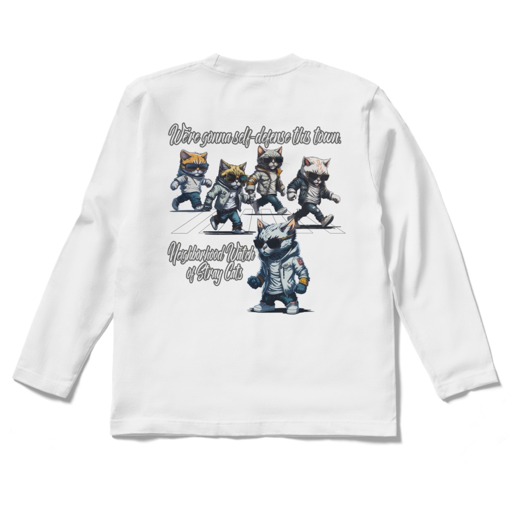 Neighborhood Watch of Stray Cats #002_ロングスリーブTシャツ(バックプリント)