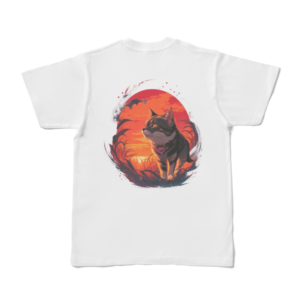 Cat of the Sunset_バックプリントＴシャツ