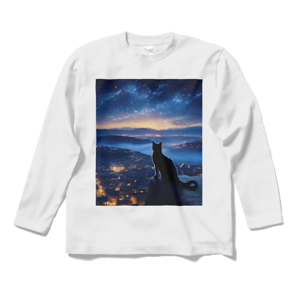 Starry sky and cats_ロングスリーブT-Shirt