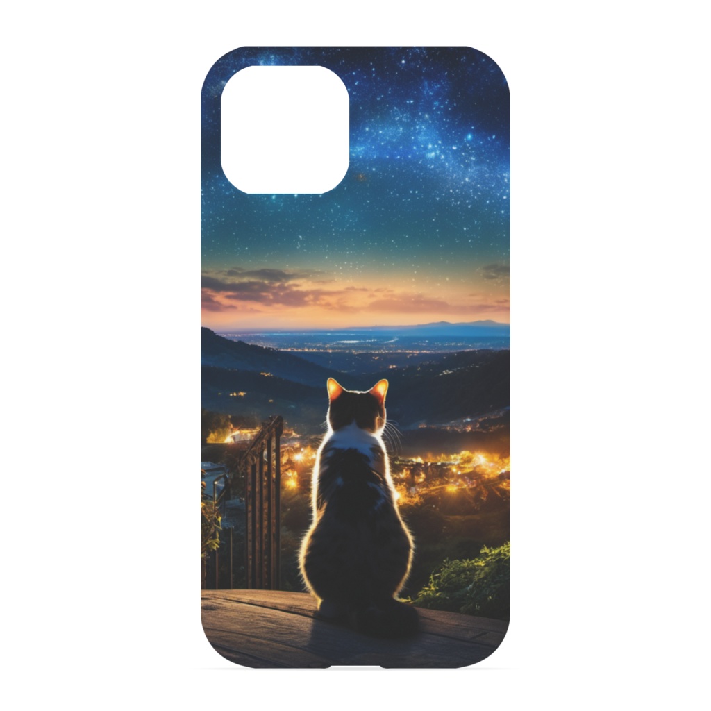 Starry sky and cats_iPhoneケース