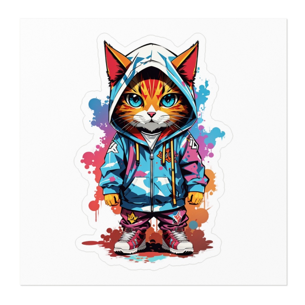 hooded cat.ステッカー