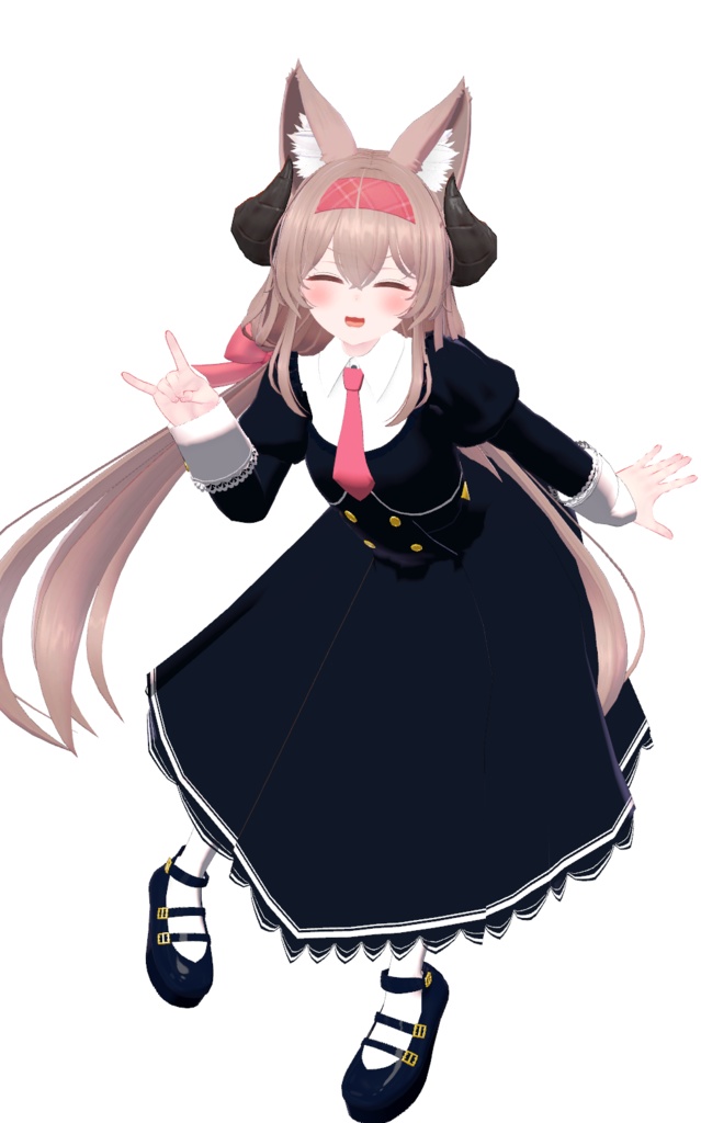 【レグニア向け衣装】キツネ耳とお嬢様っぽいクラシカルなワンピース