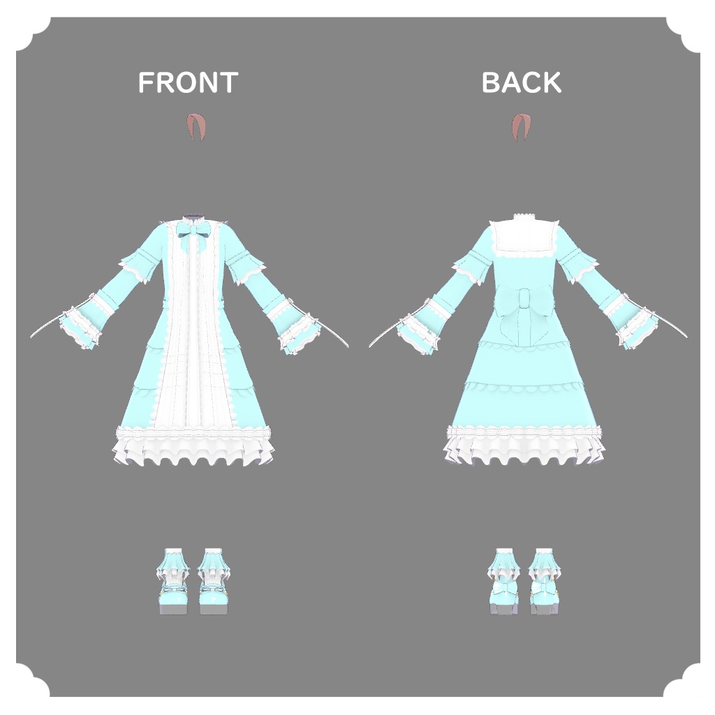 【レグニア向け衣装】イノセント感のあるドレス & おおきめなアホ毛