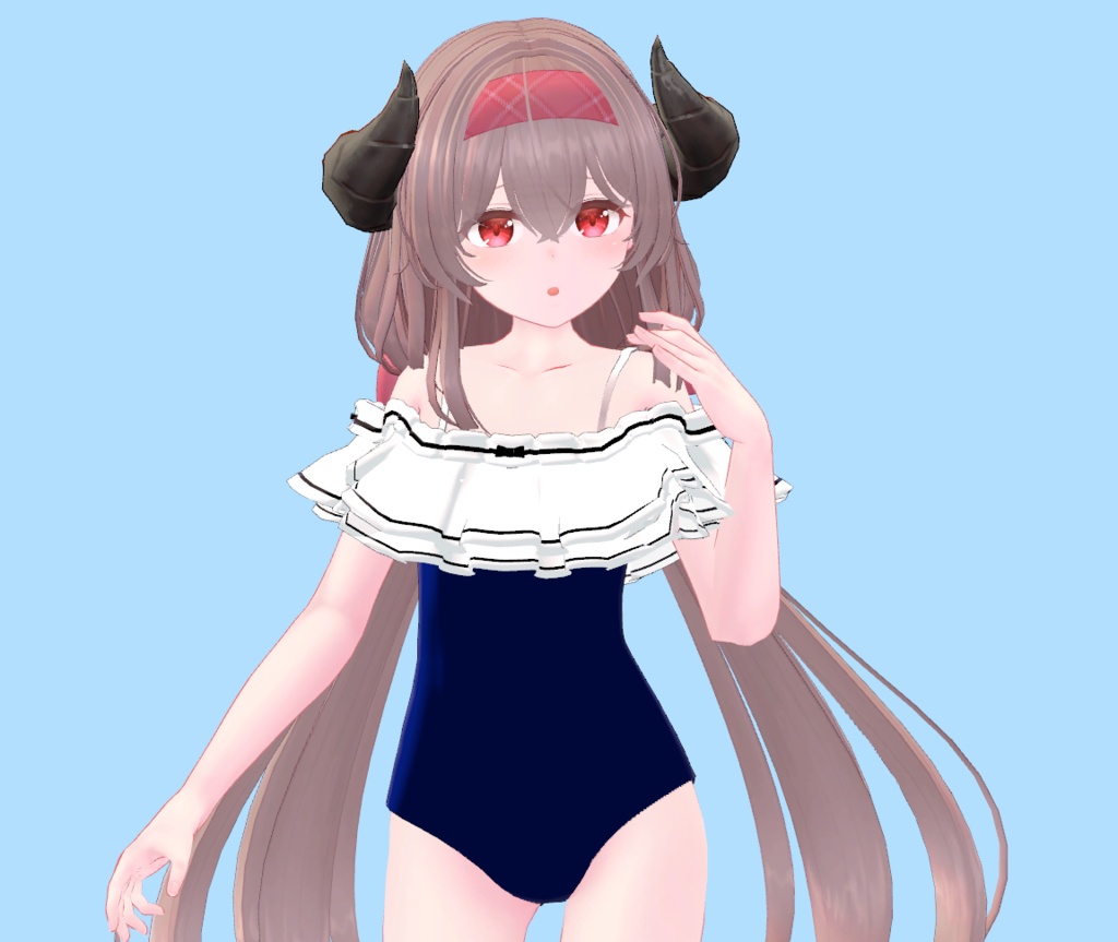 【レグニア向け衣装】フリル付きホルターネック水着+スク水