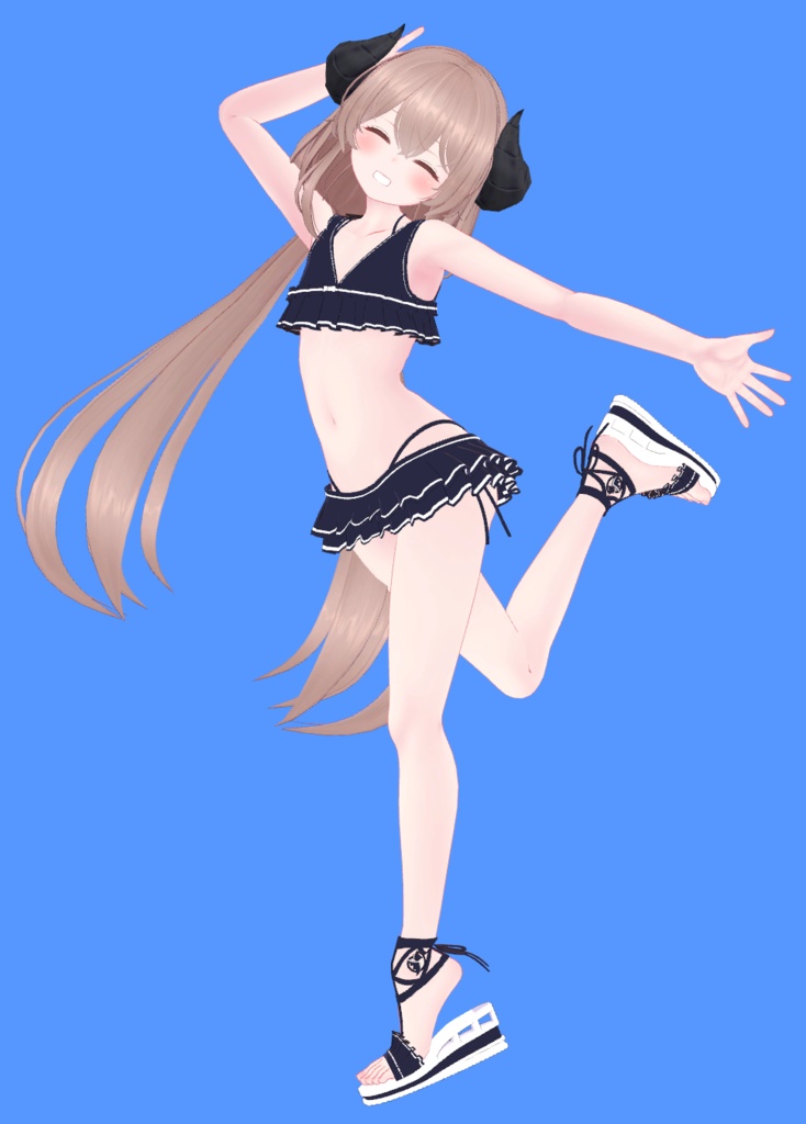 【レグニア向け衣装】フリル付きホルターネック水着+スク水