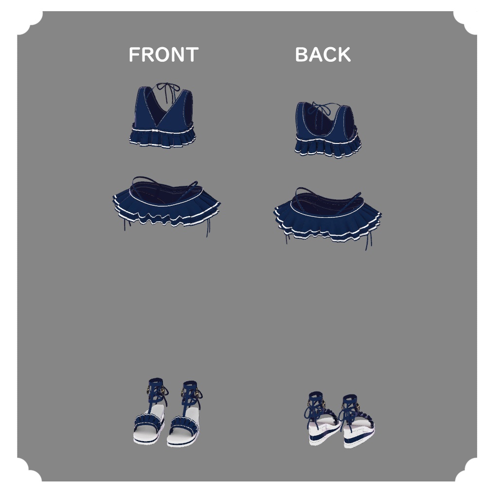 【レグニア向け衣装】フリル付きホルターネック水着+スク水