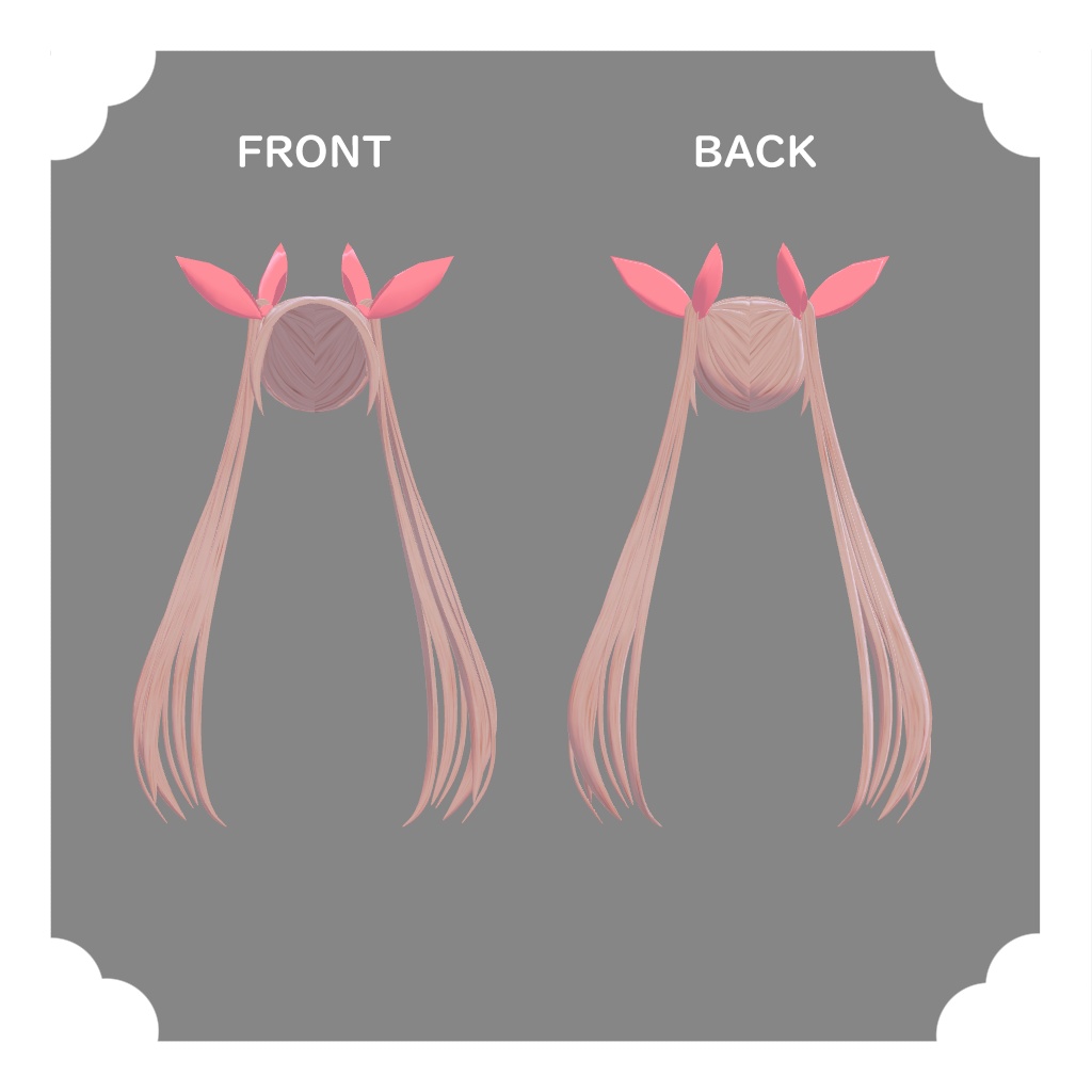 【レグニア用装飾】ツインテール+たれエルフ耳風装飾