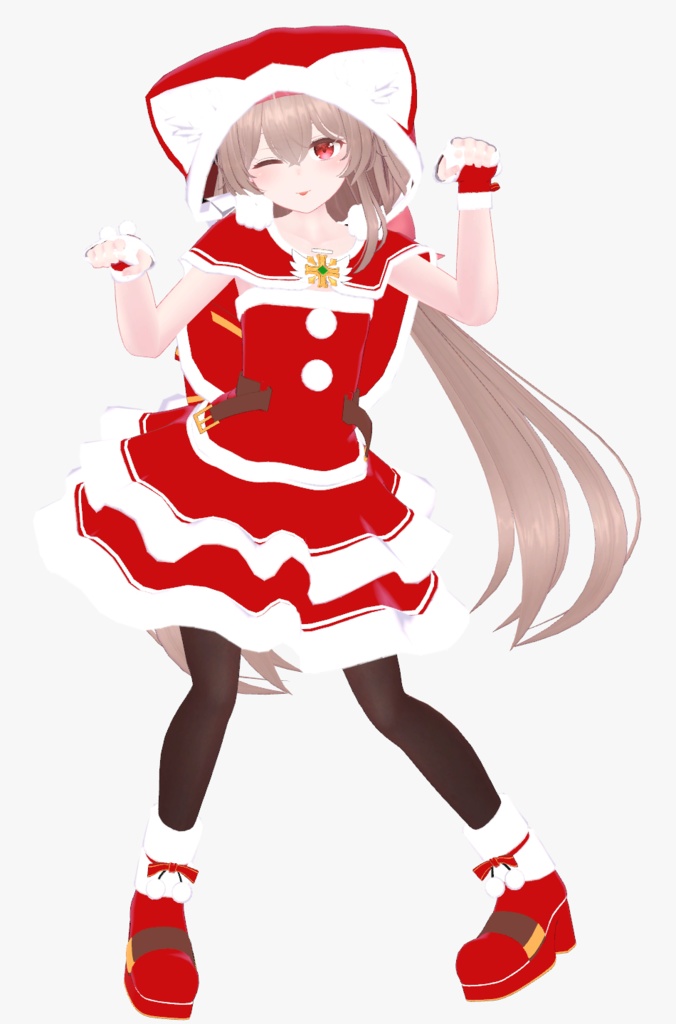 【レグニア向け衣装】ネコ耳フードの赤い服 +サナティア対応