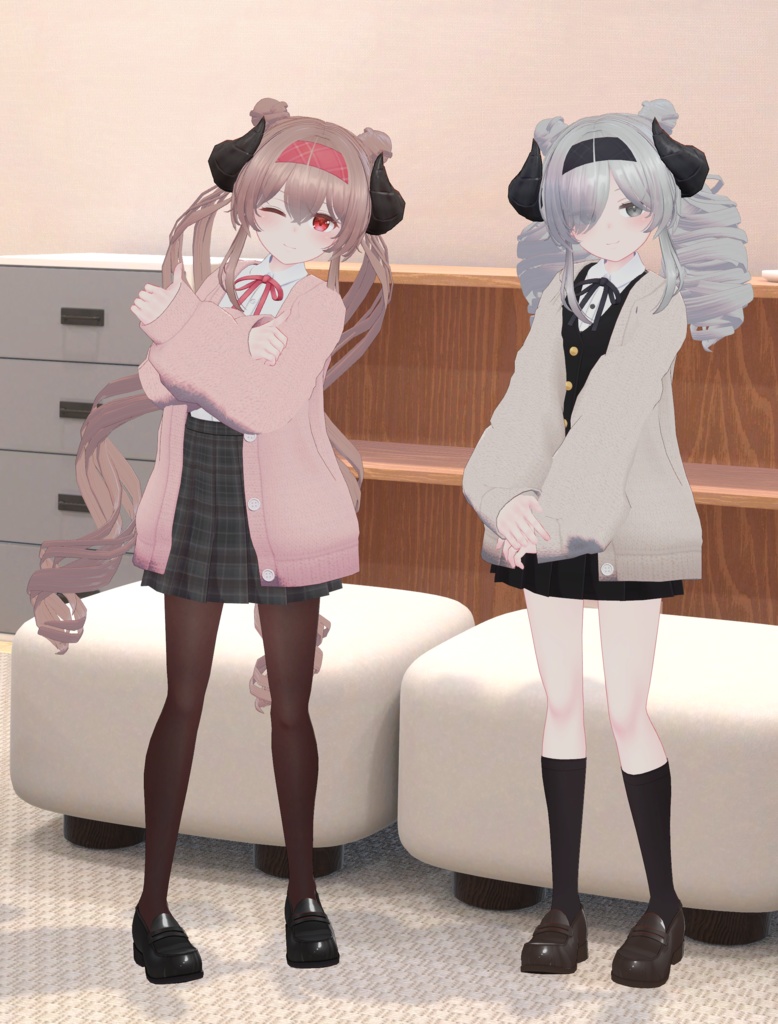 【レグニア用髪型】ツインロール (くるふわツインテール)