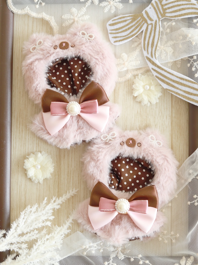 ピンクブラウンくまさんケープ.Sサイズ