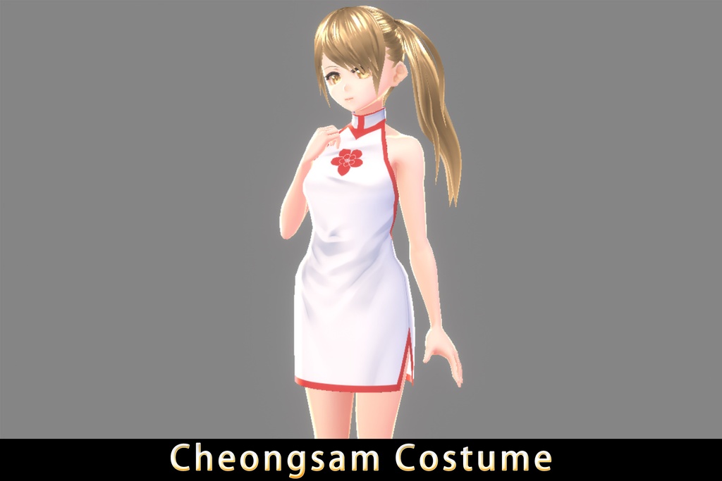 【VRoid】Red Cheongsam/赤いチャイナドレス（VRoid用衣装）