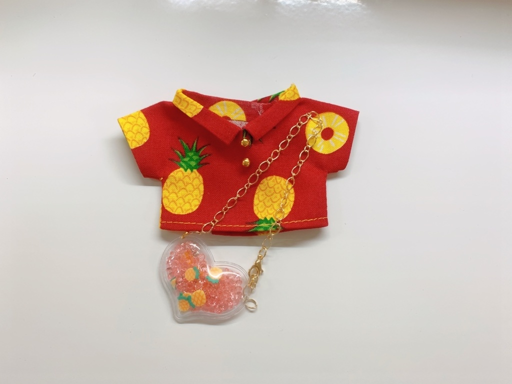 【16センチぬいサイズ用】真っ赤なパインのトップス＆チェーンバッグ🍍