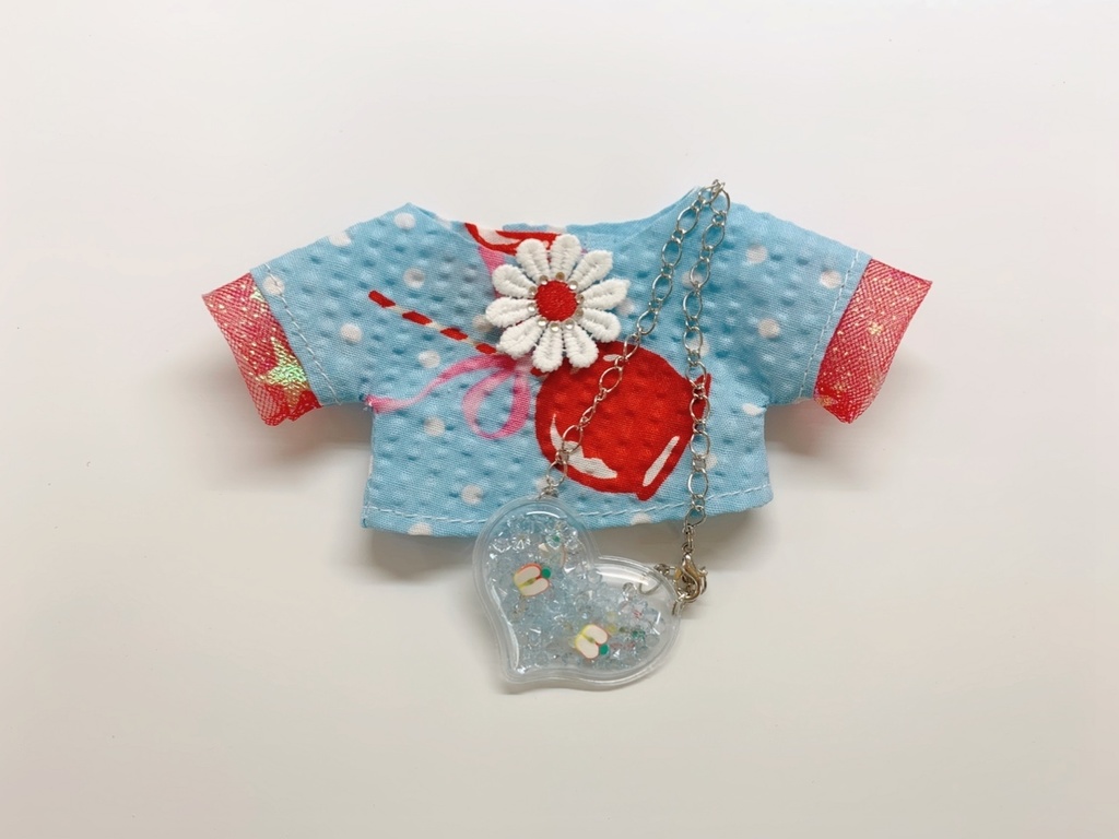 【16センチぬいサイズ用】夏祭りみたいなりんごあめシャツ