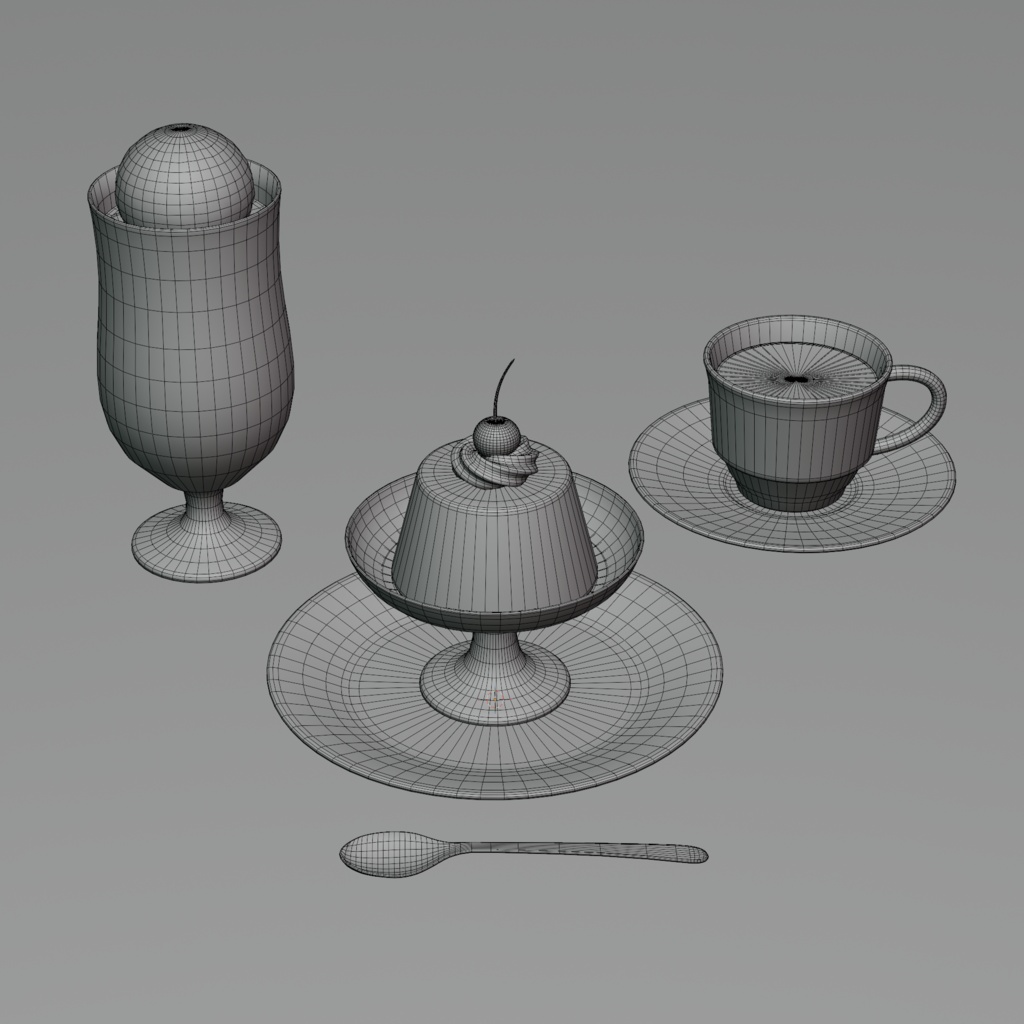 カフェセット【3Dモデル】