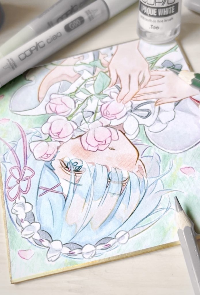 リゼロ レム 花 手描きイラスト