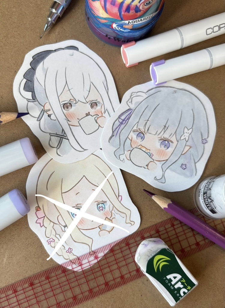 リゼロ ミニイラスト エミリア エキドナ