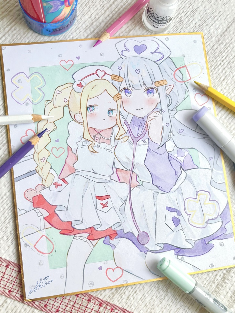 リゼロ エミリア ベアトリス 手描きイラスト