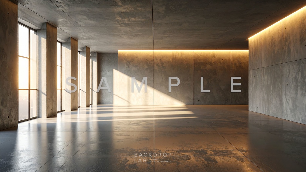 【背景セット】洗練されたコンクリート空間(8枚)