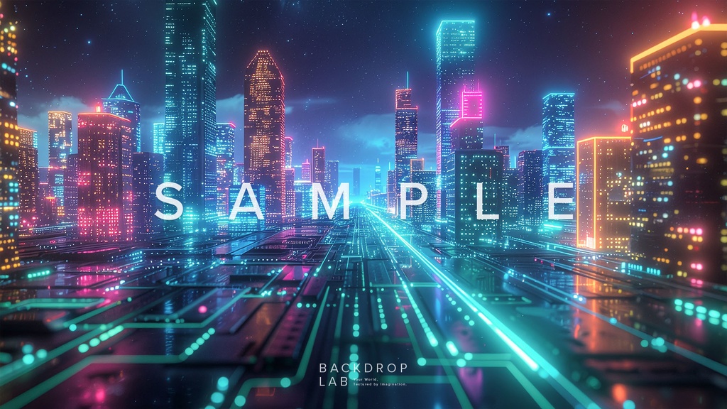 【背景セット】幻想的な光の都市空間(10枚)