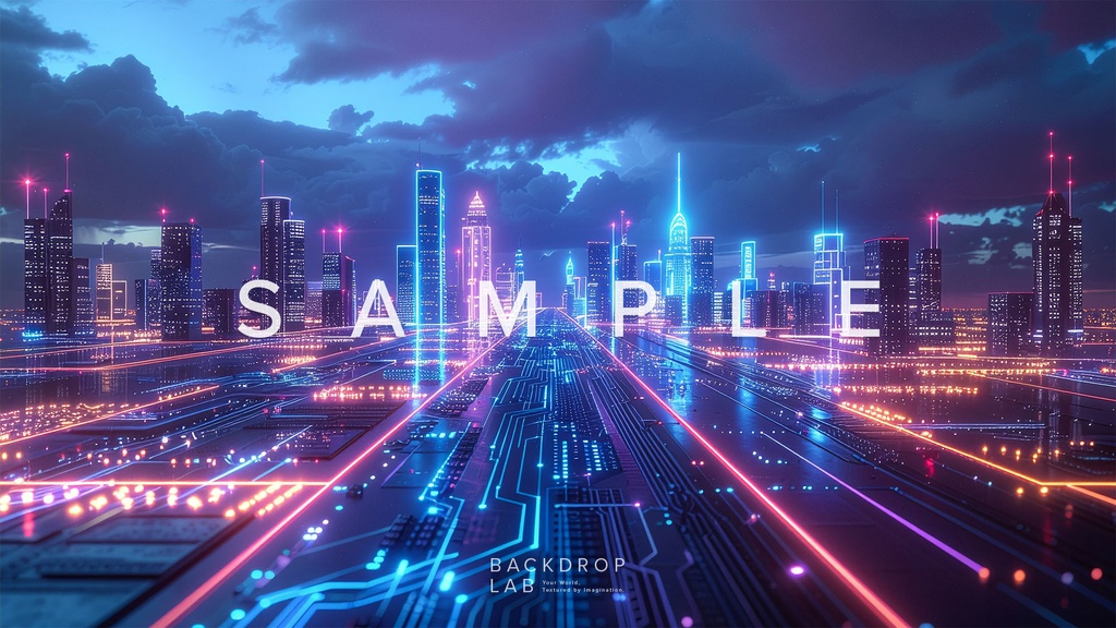 【背景セット】幻想的な光の都市空間(10枚)