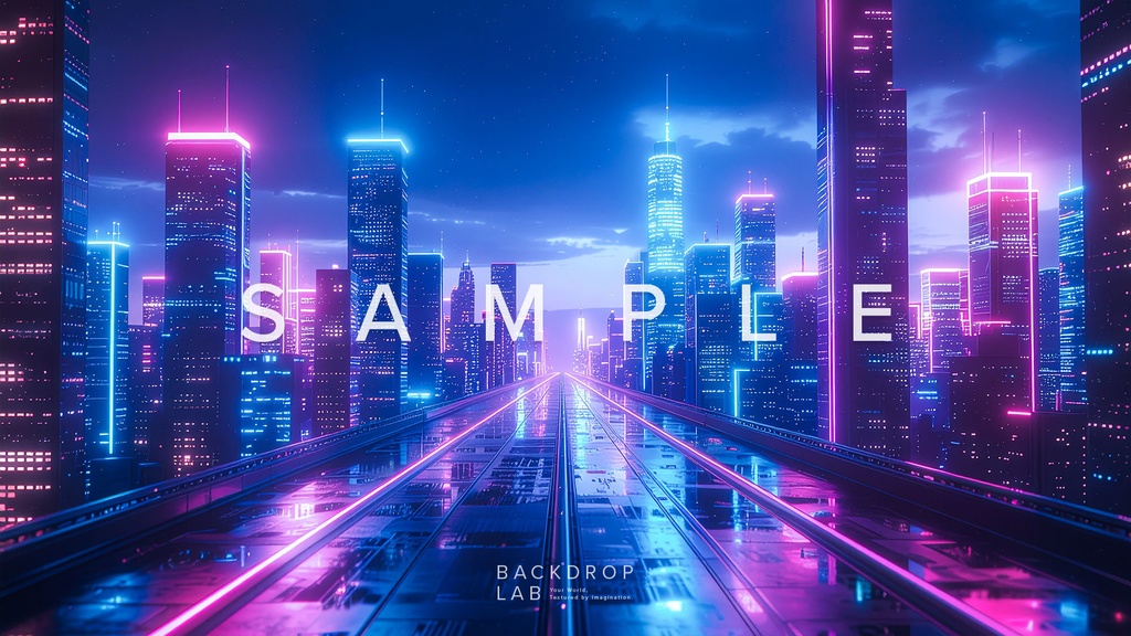 【背景セット】幻想的な光の都市空間(10枚)