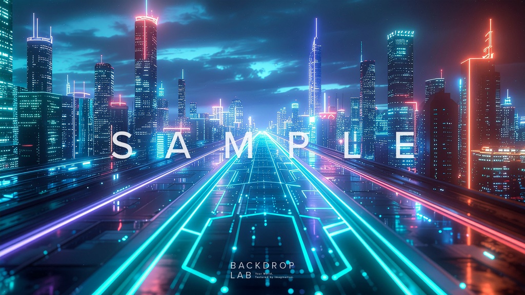 【背景セット】幻想的な光の都市空間(10枚)