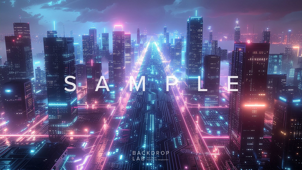 【背景セット】幻想的な光の都市空間(10枚)