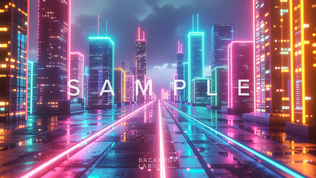 【背景セット】幻想的な光の都市空間(10枚)