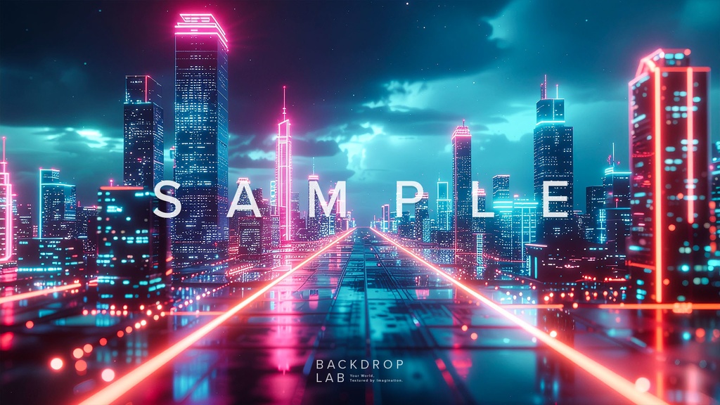 【背景セット】幻想的な光の都市空間(10枚)