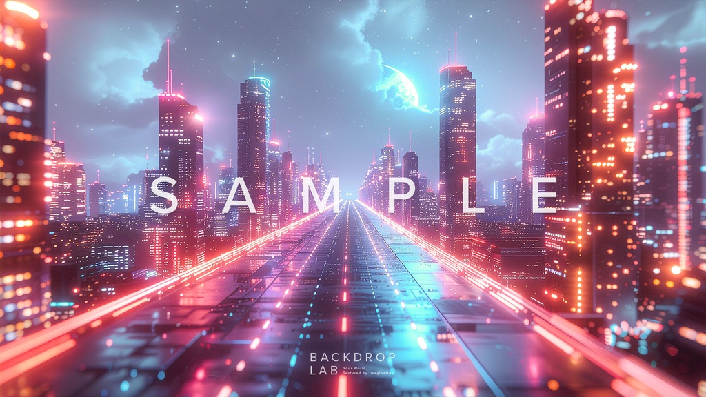 【背景セット】幻想的な光の都市空間(10枚)