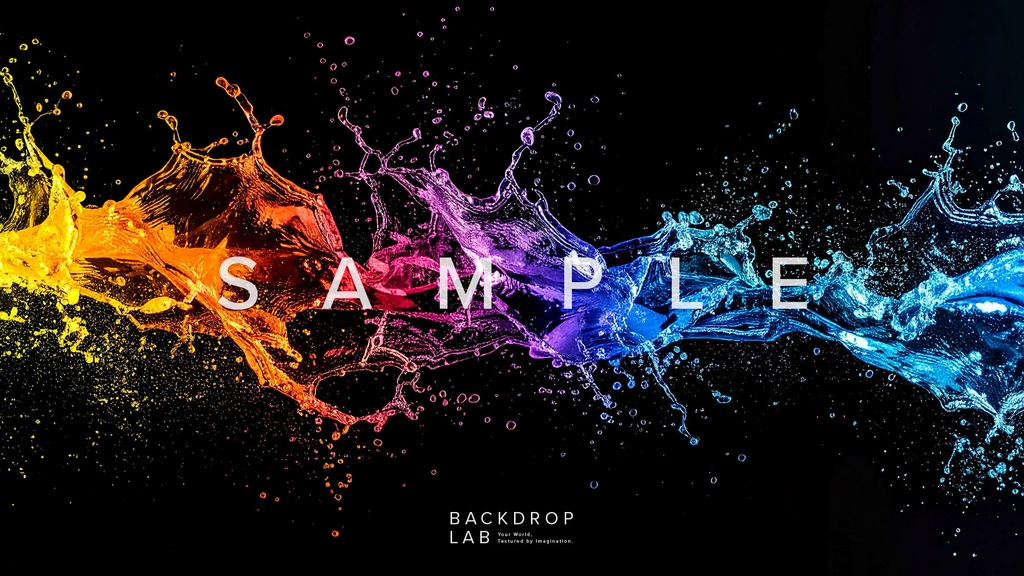 【背景セット】カラフルな水飛沫(15枚)