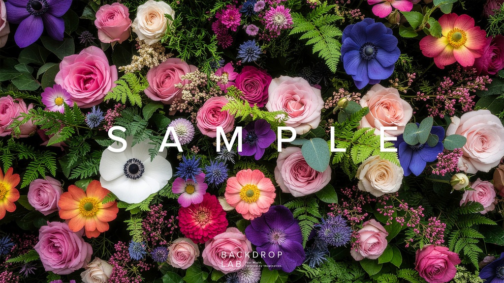 【背景】色とりどりの花のグラフィック素材(10枚セット)