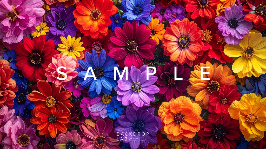 【背景】色とりどりの花のグラフィック素材(10枚セット)