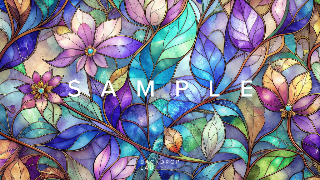 【背景セット】フローラル・ステンドグラスの彩り(10枚)