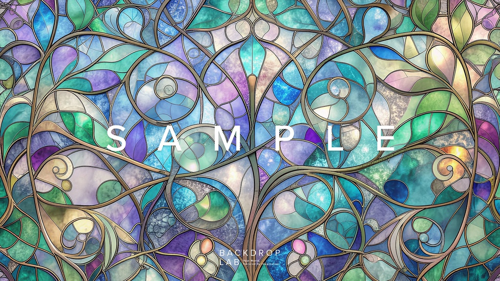 【背景セット】フローラル・ステンドグラスの彩り(10枚)