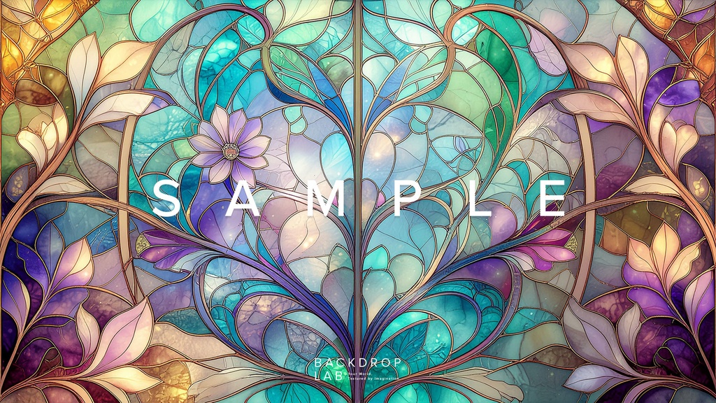 【背景セット】フローラル・ステンドグラスの彩り(10枚)