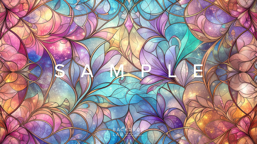 【背景セット】フローラル・ステンドグラスの彩り(10枚)