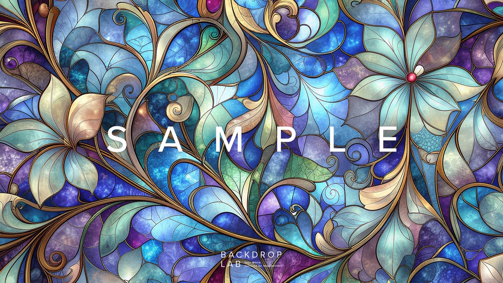 【背景セット】フローラル・ステンドグラスの彩り(10枚)