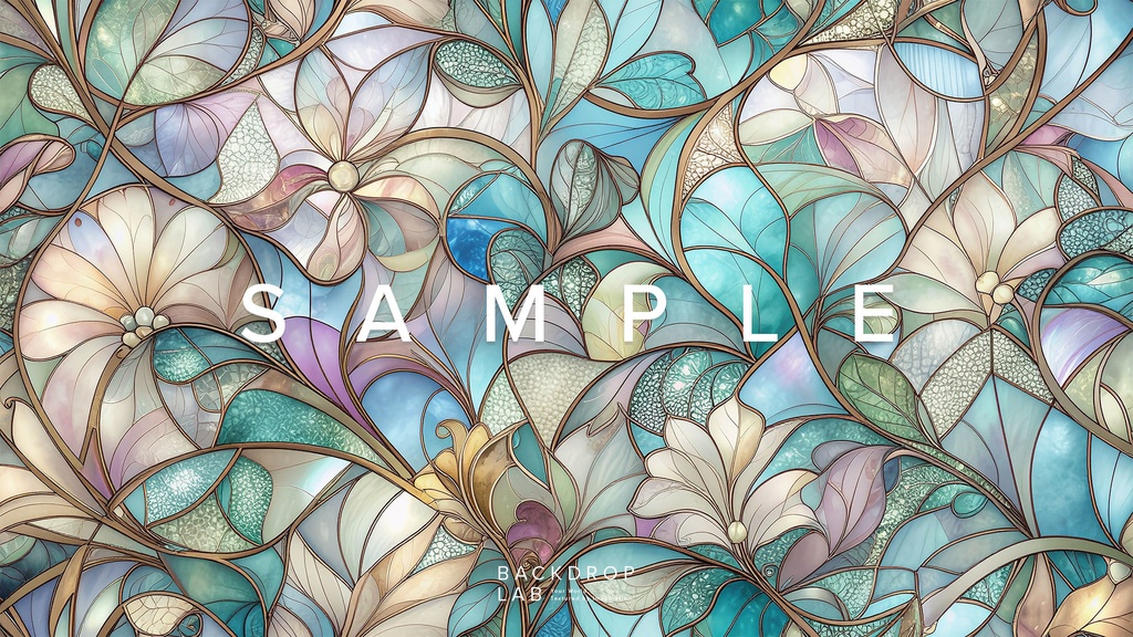 【背景セット】フローラル・ステンドグラスの彩り(10枚)