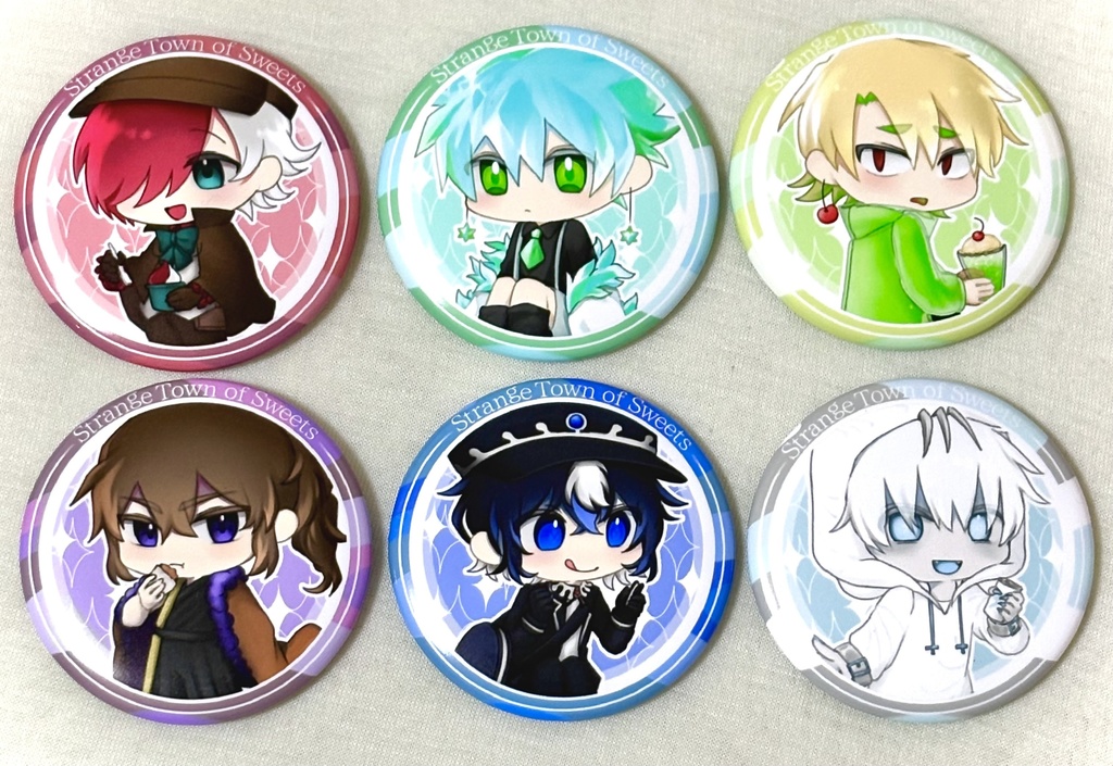 おかしのおかしなまち全6種<缶バッジ>