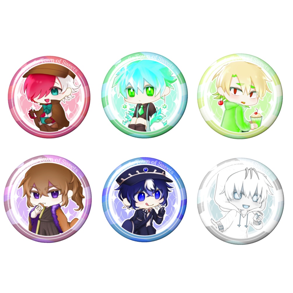 おかしのおかしなまち全6種<缶バッジ>