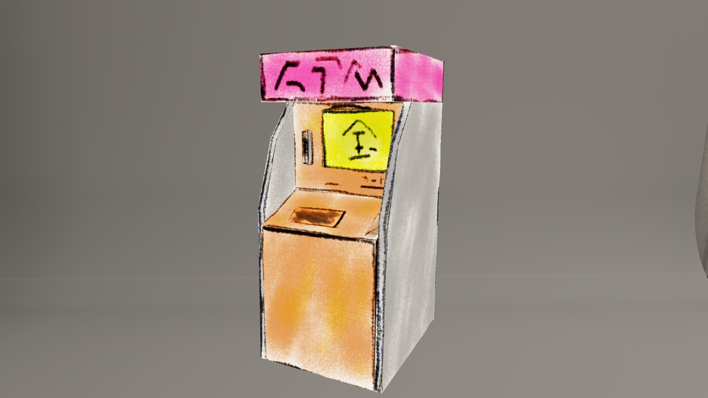 手書き風ATM3Dモデル