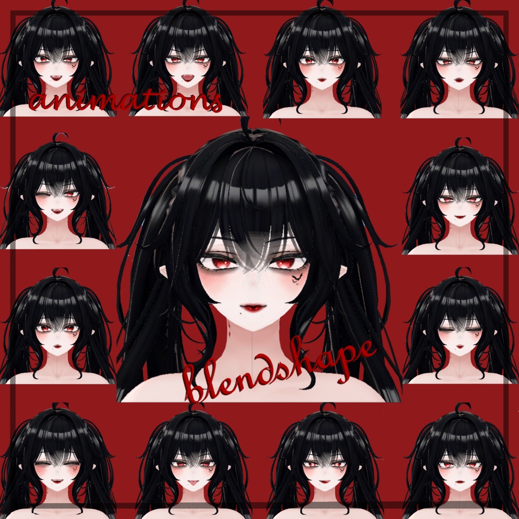 VRC 森羅 (Shinra) Vampire! ブレンドシェイプ (Blendshape & 10+ Animations)